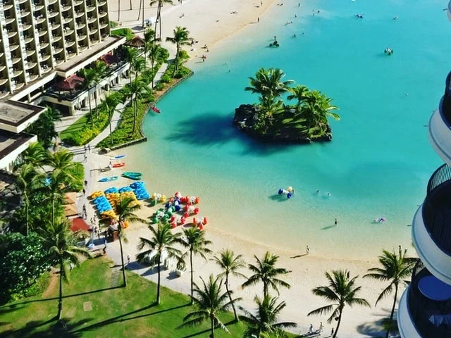 Beachside hotel in Hawaii
