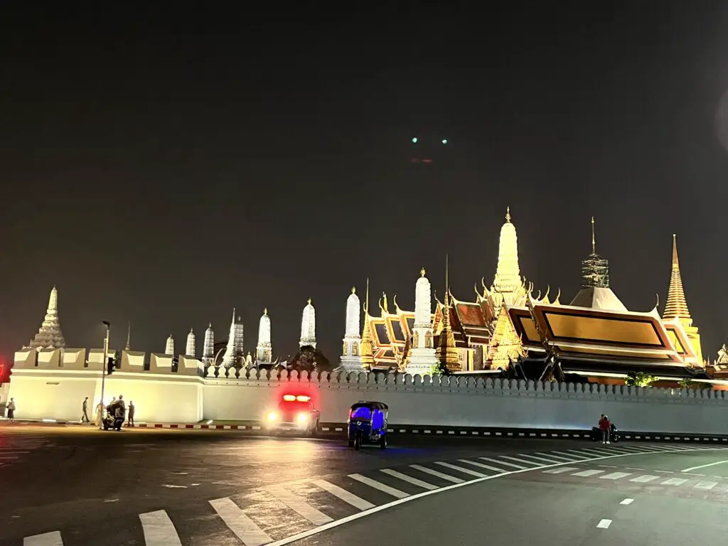 Grand Palace at night with lights on